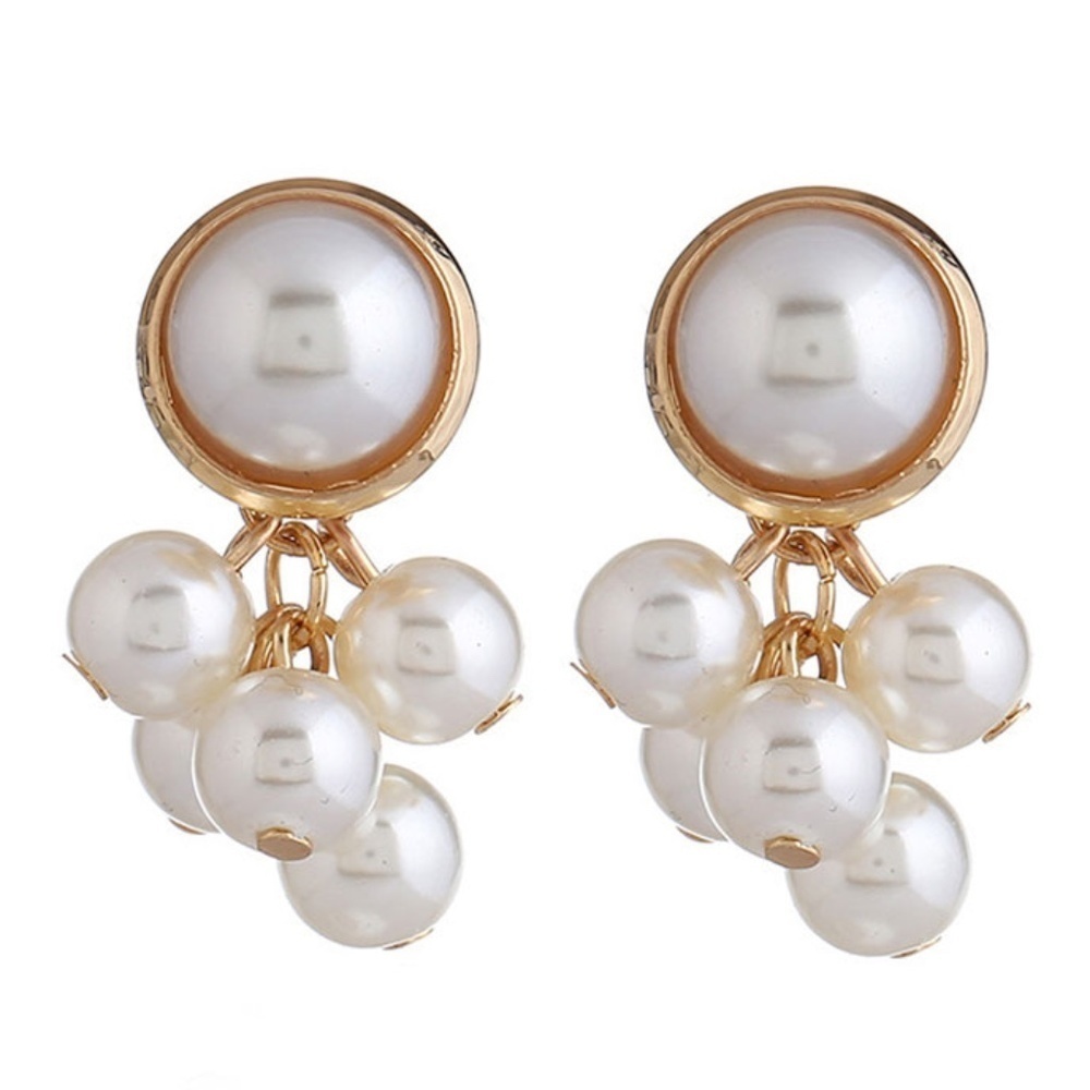 *COLLIER* Gold x Pearl Dangle Stud Earrings
